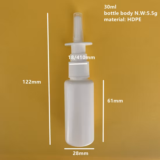 Manufacturer BPA Free 20ml Pet HDPE PE Long Nozzle Nasal Spray Bottle